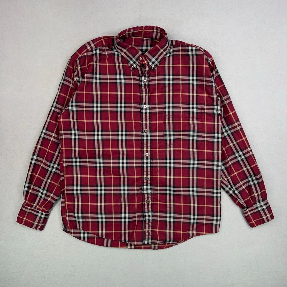 Burberry Nova Check Red Plaid Mens Medium Dress Shirt for Office
