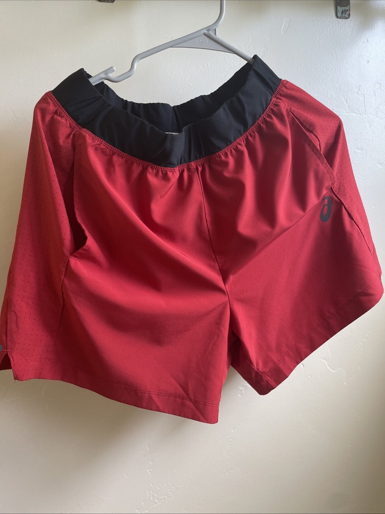 Men’s Shorts Size Medium ASICS Red with Liner Elastic Waist Drawstring
