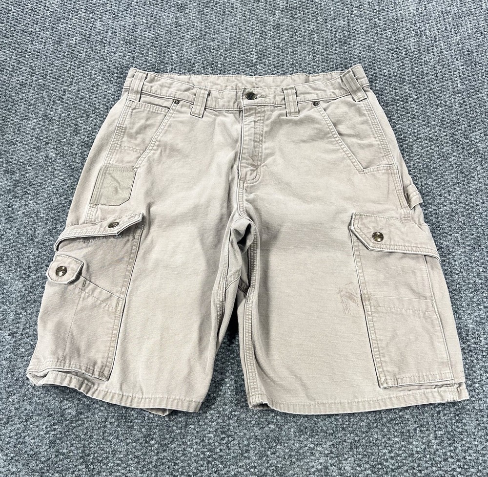Carhartt Cargo Shorts Men 33 Khaki Relaxed Ripstop Canvas Rugged Work Flex Wear