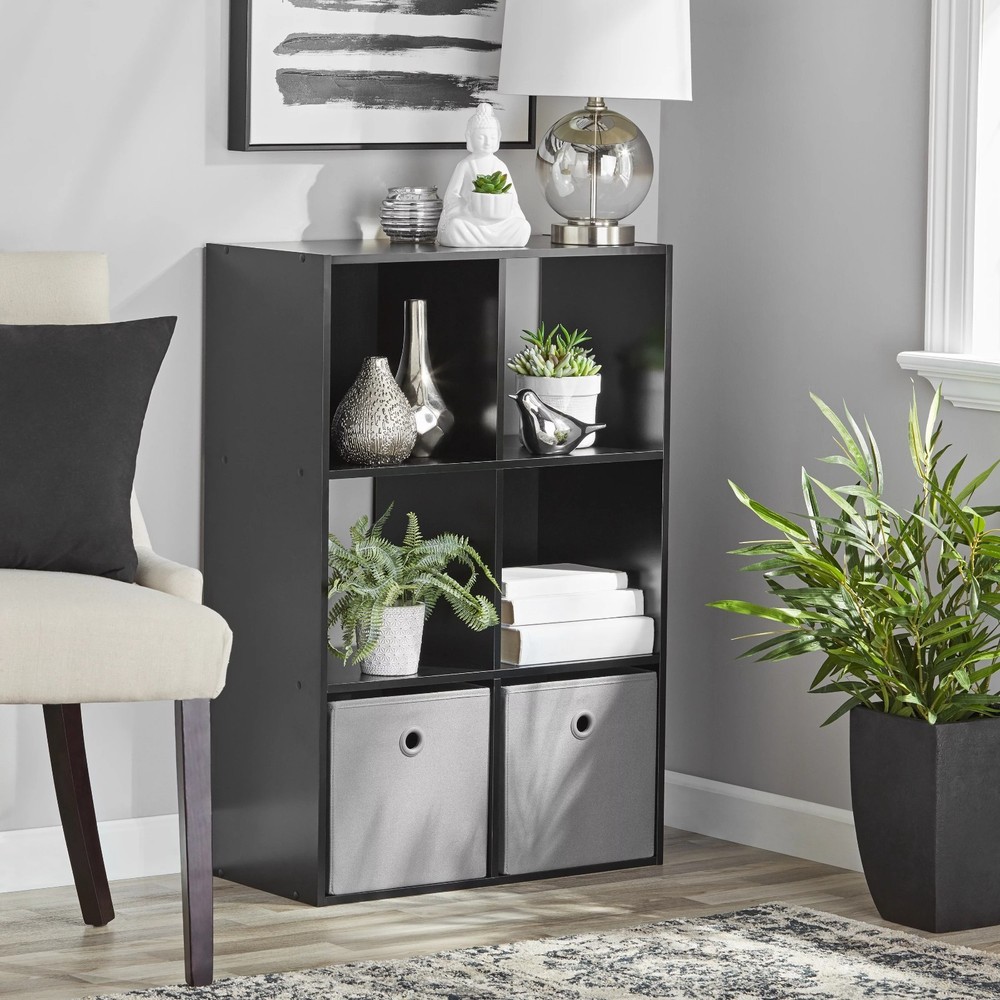 11-Inch 6-Cube Black Storage Organizer Shelf Unit