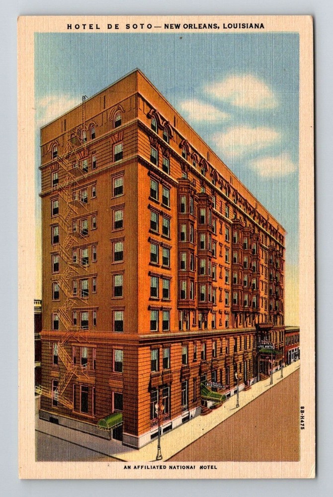 New Orleans LA-Louisiana, Hotel De Soto, Antique Vintage Souvenir Postcard