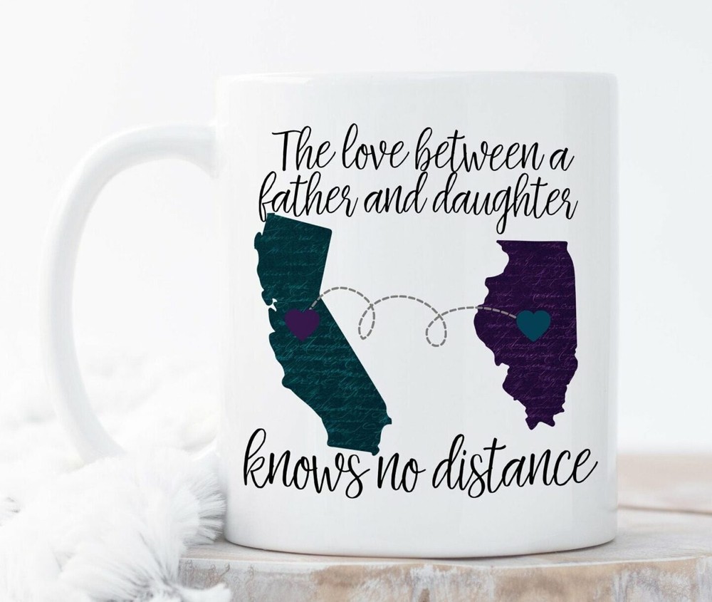 Custom Long Distance Mug Christmas Gift For Dad State To State Mug Father's Day