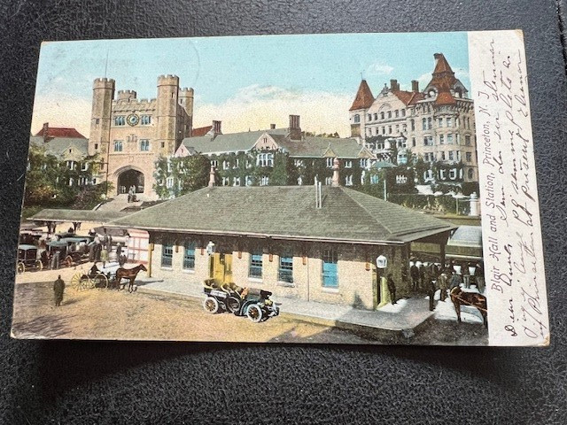 Undivided Pre-1908 Blair Hall and Station Princeton NJ Railroad Color Postcard