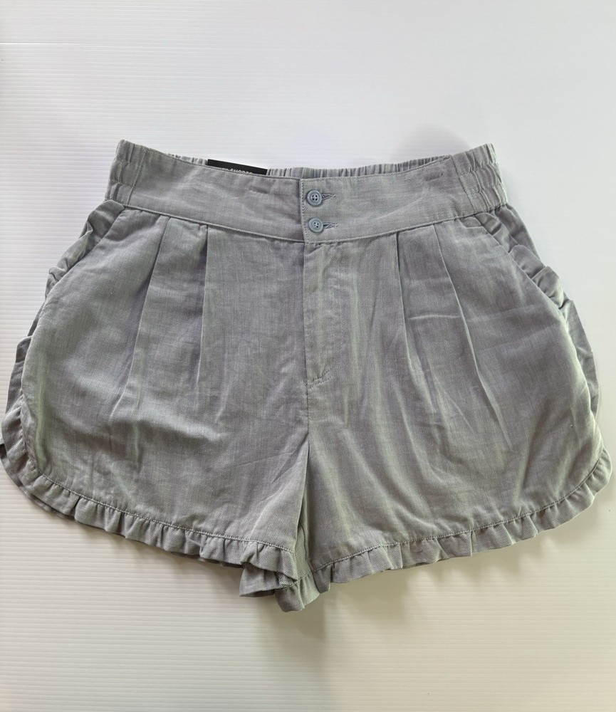 Who What Wear Ruffle Shorts Women’s Size 12 Gray High Waist NWT