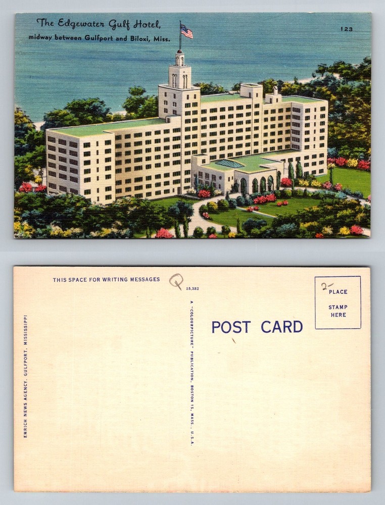 Gulfport, MS-Mississippi, Edgewater Gulf Hotel Between Biloxi Vintage Postcard