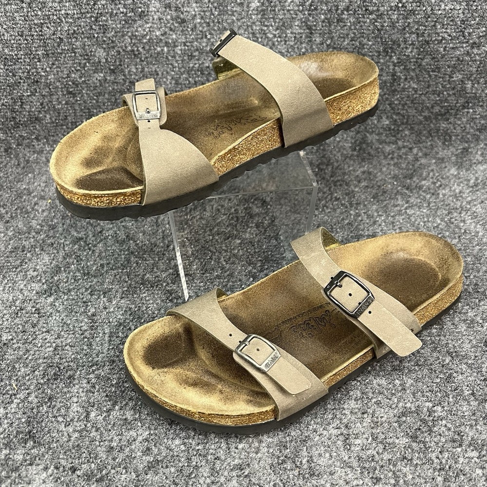 Birkenstocks 245 Birki’s L7 M5 Gray & Tan  2 Strap Sandal