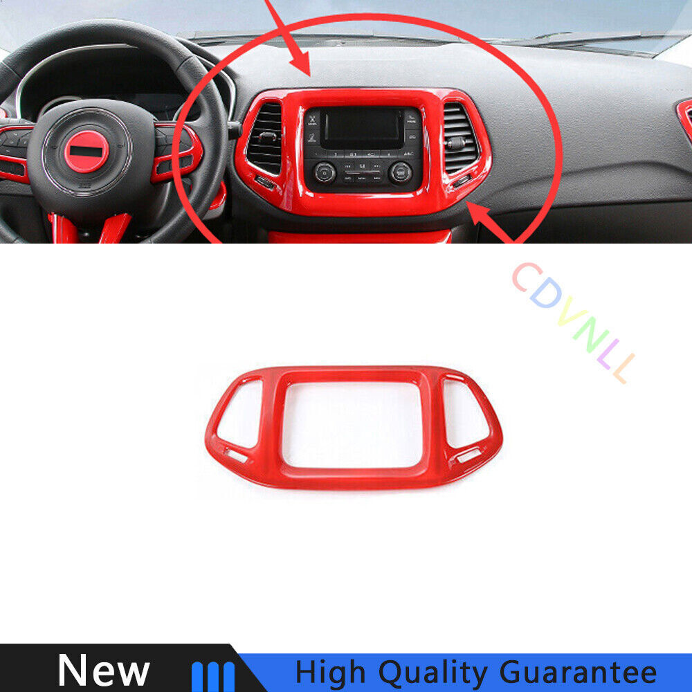 Fit For Jeep Compass 2017-2020 Bright Red Central Console Navigation Frame Trim