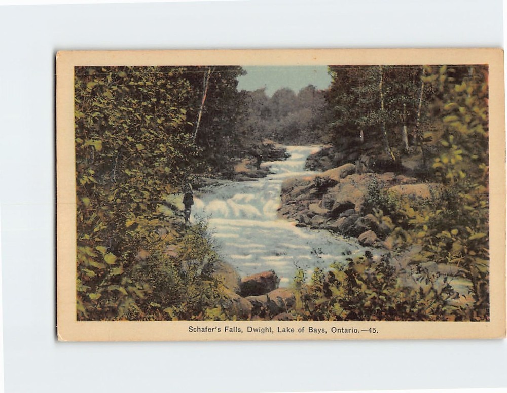 Postcard Schafer's Falls Dwight Lake of Bays Ontario Canada