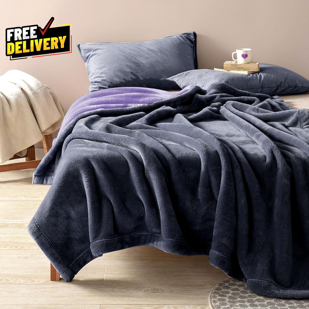 Reversible Bed Throw Blanket Water Proof and Stain-Proof, Queen Size 80X60