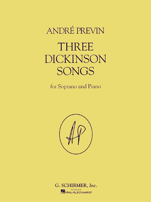 Andre Previn Three Dickinson Songs for Soprano Piano Vocal Sheet Music Book