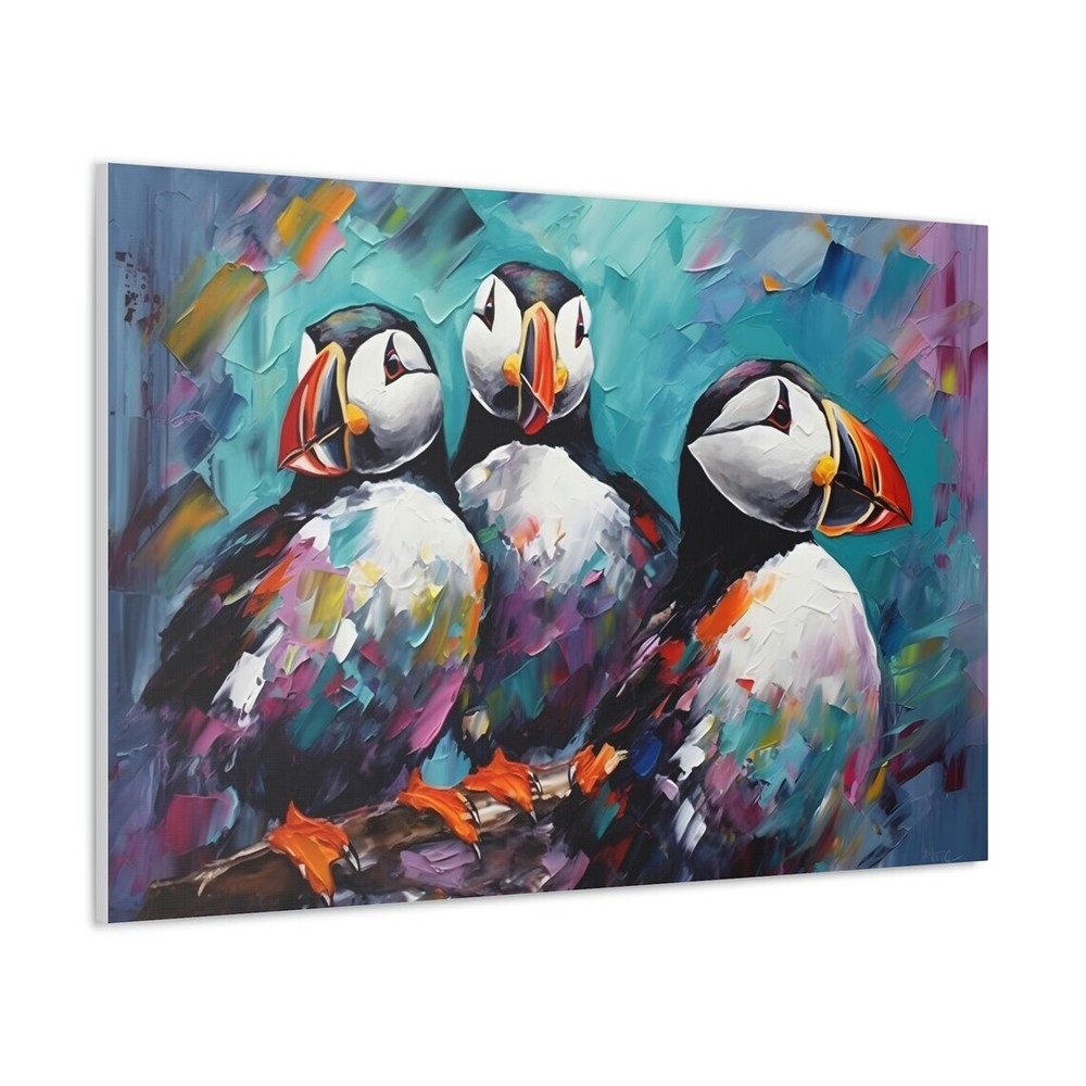 Abstract Puffins Painting with Colorful Style Wall Art Canvas Unframed Print Art-image