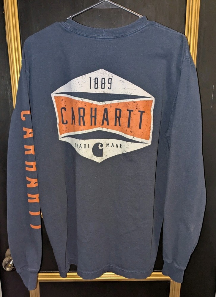 Carhartt Relaxed Fit Heavyweight Sleeve Logo Graphic Long Sleeve T-Shirt Mens M
