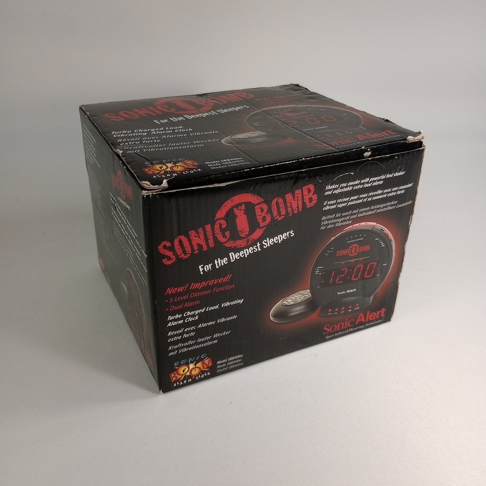Sonic Alert Bomb Dual Extra Loud Alarm Clock with Bed Shaker SBB500SS - Black  