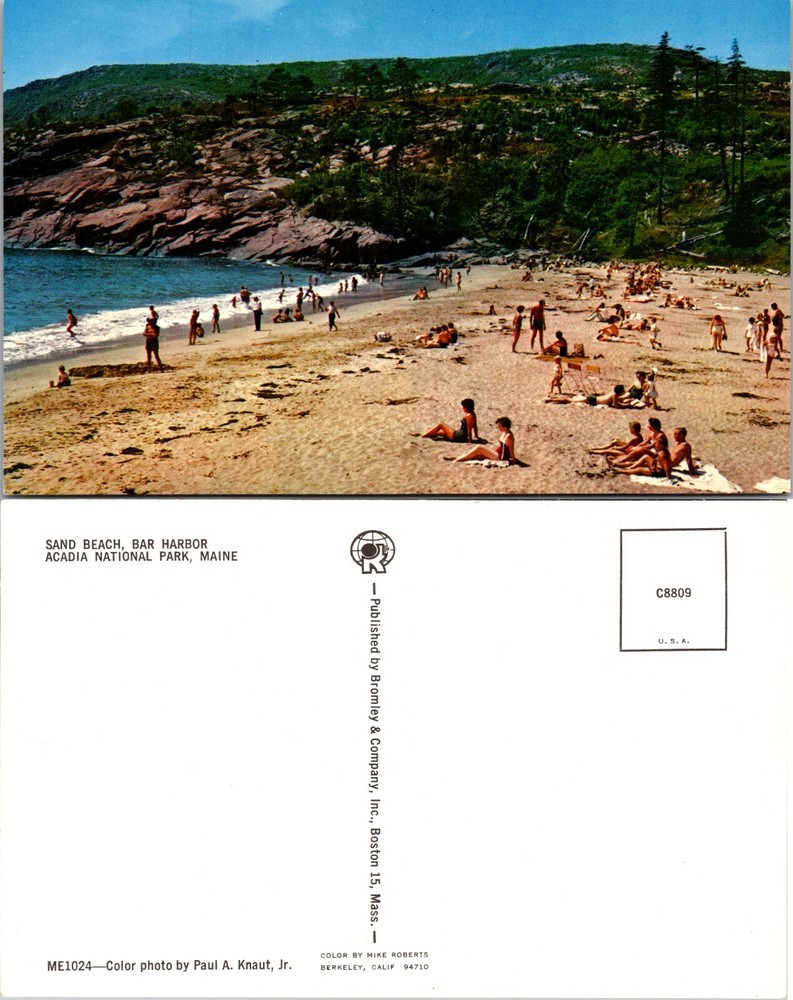 Sand Beach Bar Harbor Acadia National Park Maine ME Postcard-image