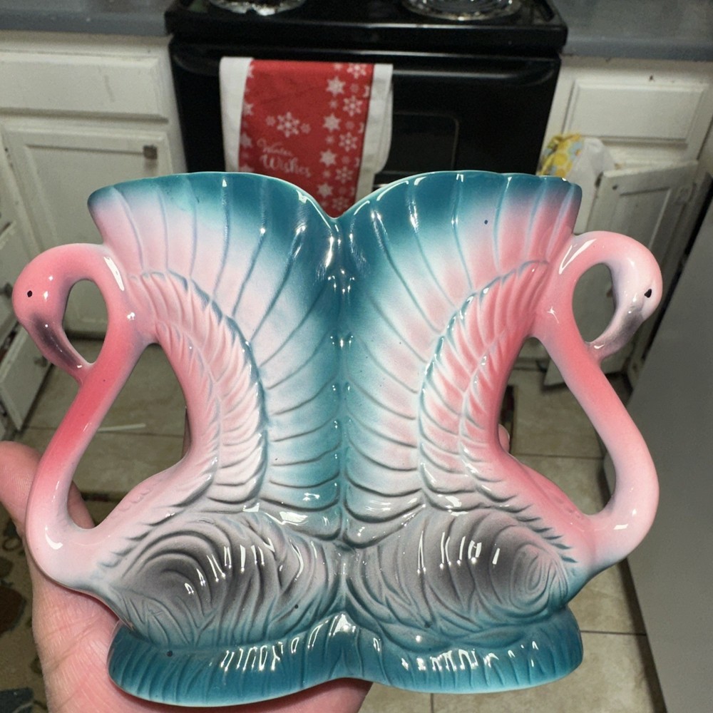 Maddux of California  1950's  Double FLAMINGO Vase Vintage Florida
