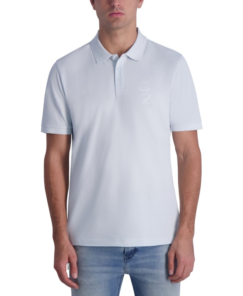Karl Lagerfeld Paris Men's Pique Logo Polo Shirt Light, Blue  XXL