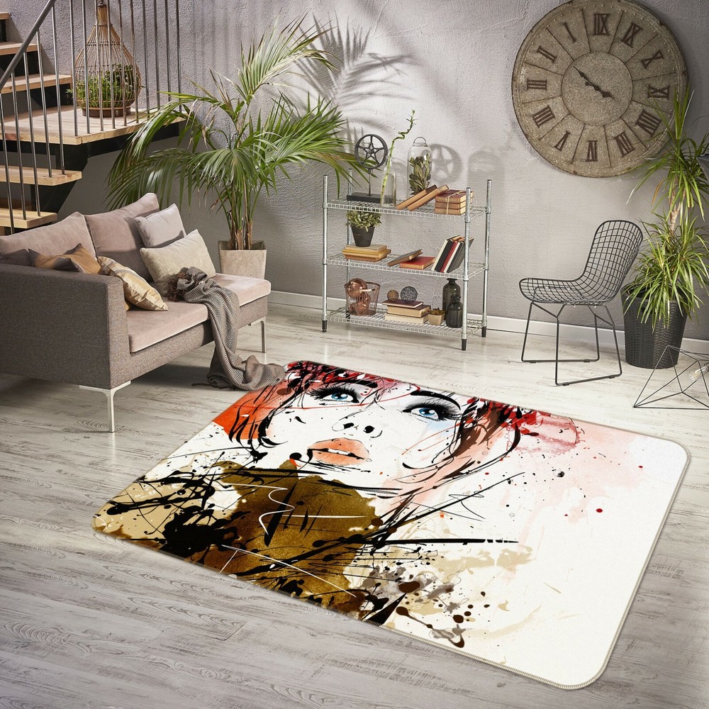 3D Graffiti Lines Girl NAO45 Christmas Game Rug Mat Elegant Photo Carpet Mat Fay
