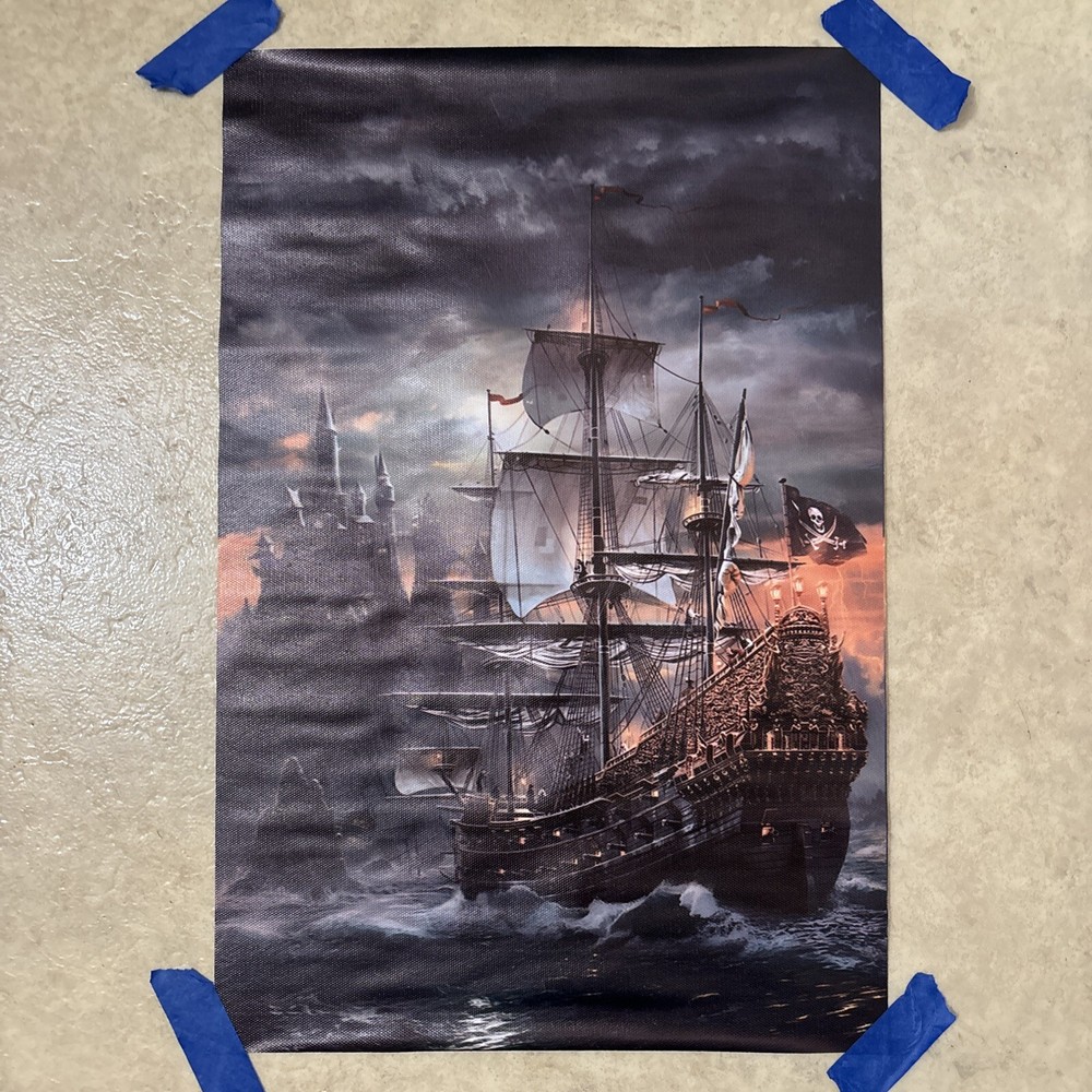 The Pirate Ship ✅ Wall Art Canvas Poster Print Man Cave ✅ 12x18 inch ✅ Unframed