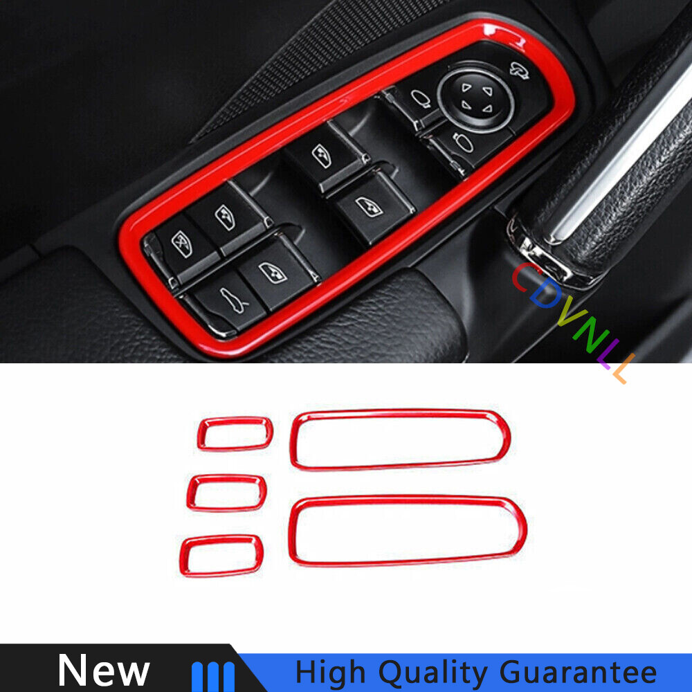 For Porsche Panamera 2013-2016 Bright Red Window Lift Switch Button Cover Trim