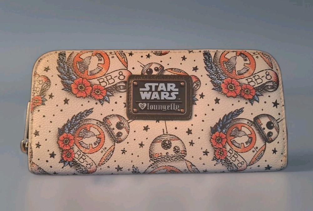 Loungefly Star Wars Tattoo Wallet Boba Fett Death Vader Chewie Organizer Zip 8x4