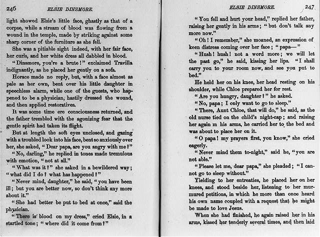 Martha Finley Elsie Dinsmore 1867 Novel Pages 246-247 Illustrated Text