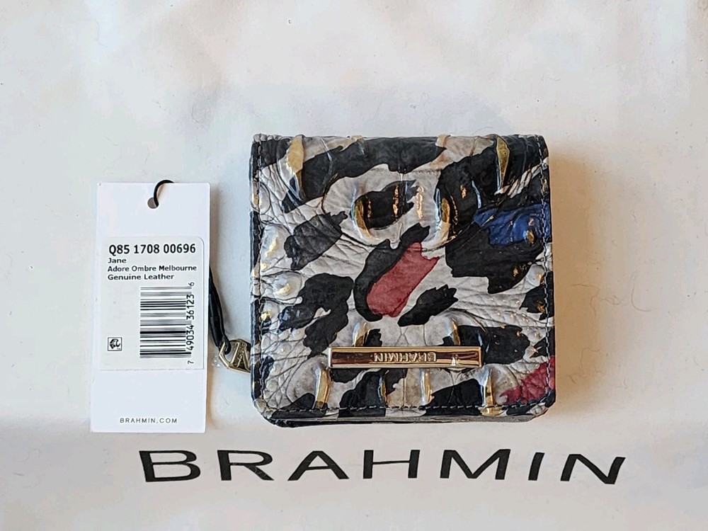 Brahmin NWT Jane Wallet in Adore Ombre Melbourne 🖤🤍❤️💙💛 Genuine Leather