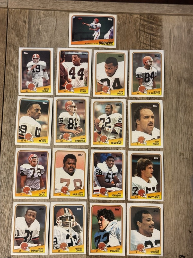 1988 Topps Cleveland Browns 17-Card Team Set Football-Ozzie Newsome-Bernie Kosar