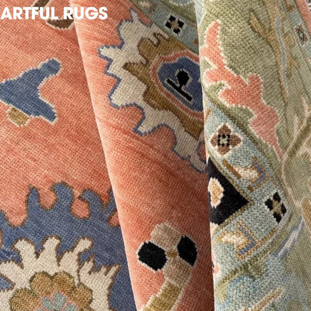 Oushak Hand Knotted Peach 4x6, 5x8, 6x9, 8x10, 9x12, 10x14, 12x15 Wool Area Rug
