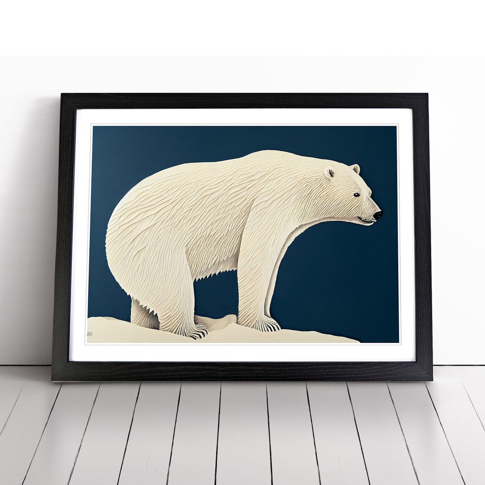Polar Bear Wall Art Framed Canvas Print Wildlife Decor
