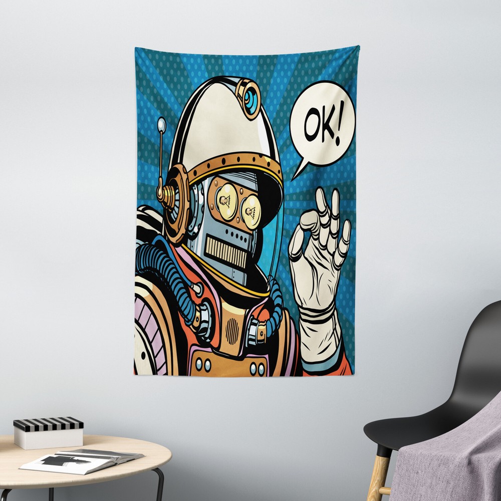 Space Tapestry Futuristic Comics Robot Print Wall Hanging Decor