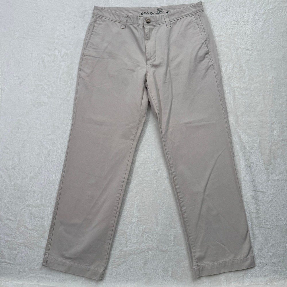 Eddie Bauer Chinos Mens 34x32 Khaki Tan Straight Leg Cotton Twill Casual Pants