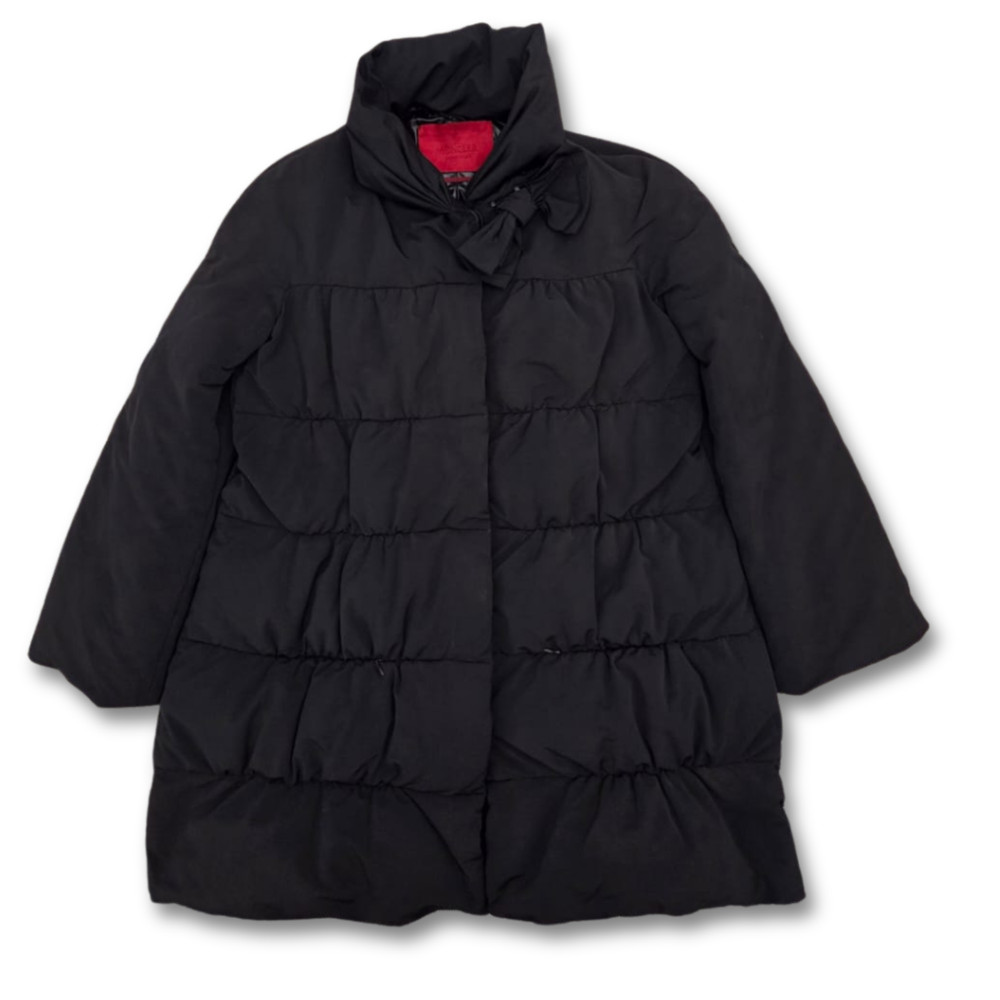 Moncler  Black Women Size 1 Down Puffer Coat Bow Collar Rare Gamme Rouge