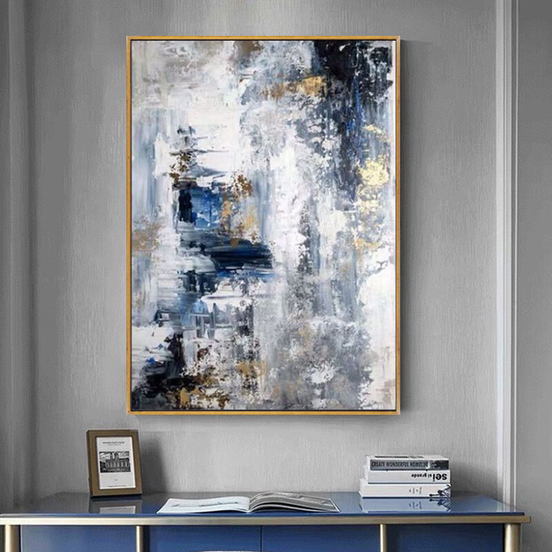 Abstract Oil Painting Handmade Blue Modern Mural Art for Home Cuadros Canvas