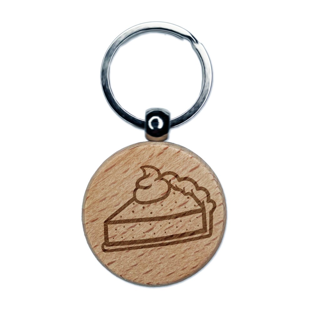 Pumpkin Pie Slice Wood Engraved Keychain Charm Tag