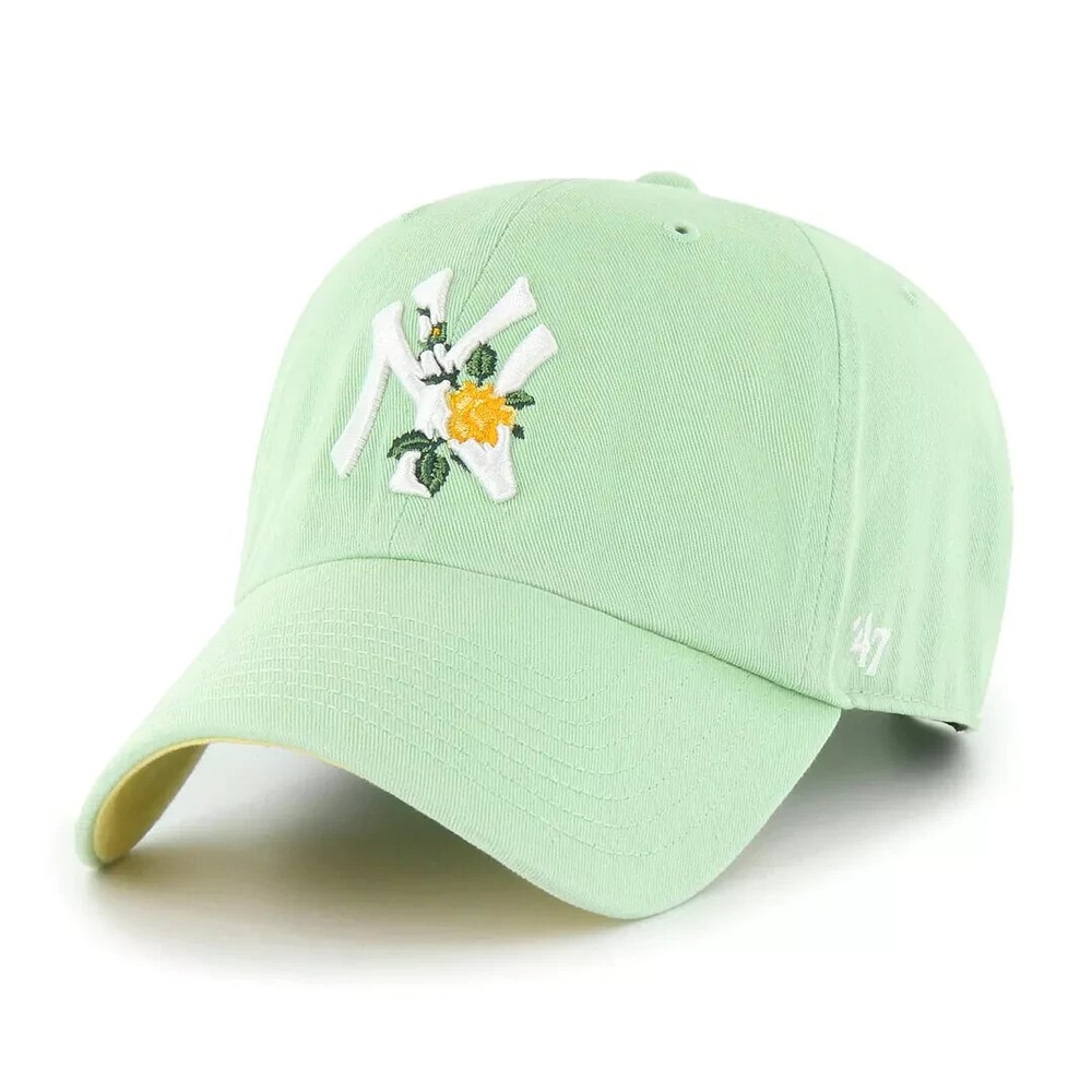 `47 Brand New York Yankees Rose Thorn Clean Up Dad Hat Hemlock