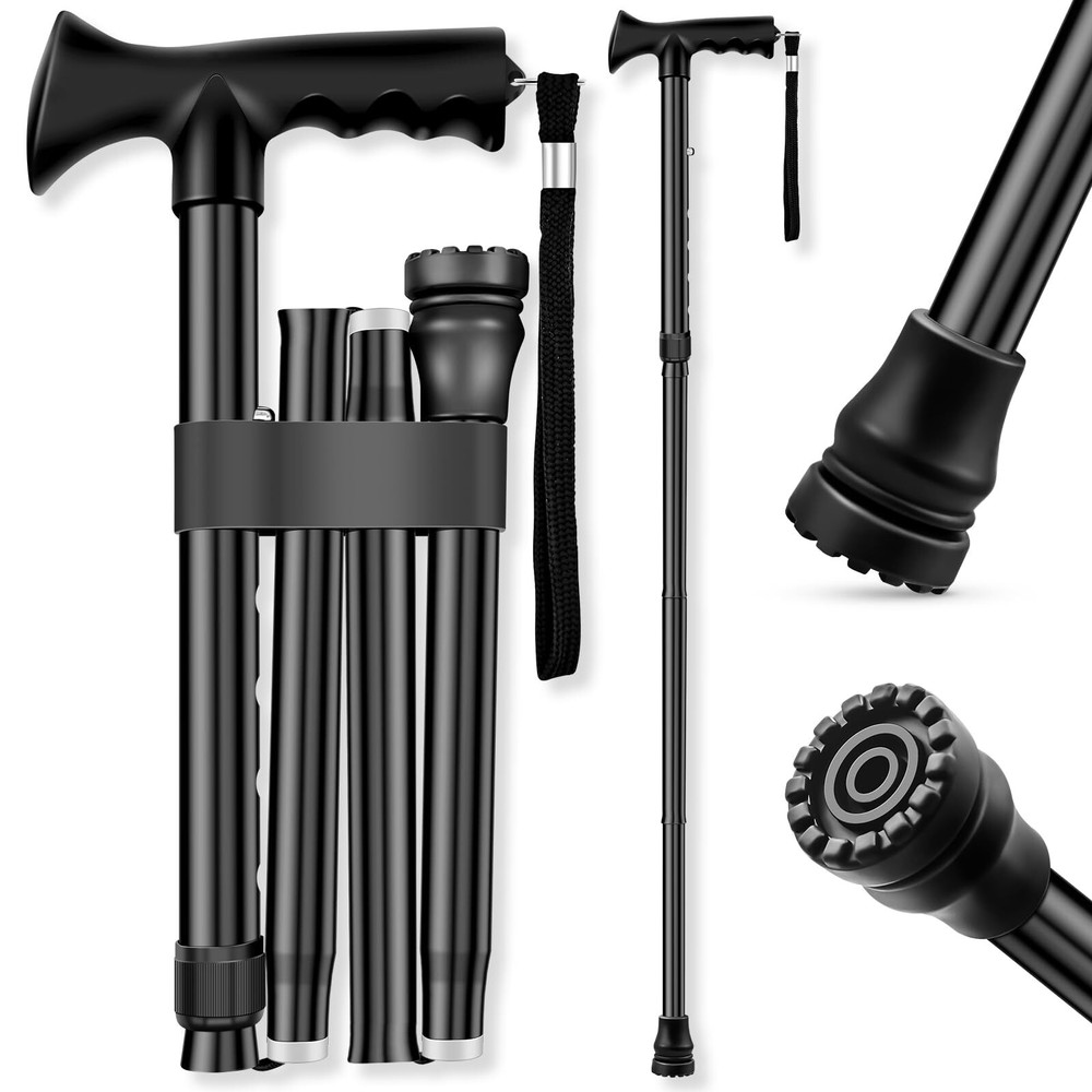 Men's and Women's Folding Walking Stick Lightweight Non-Slip Height Adjustabl...