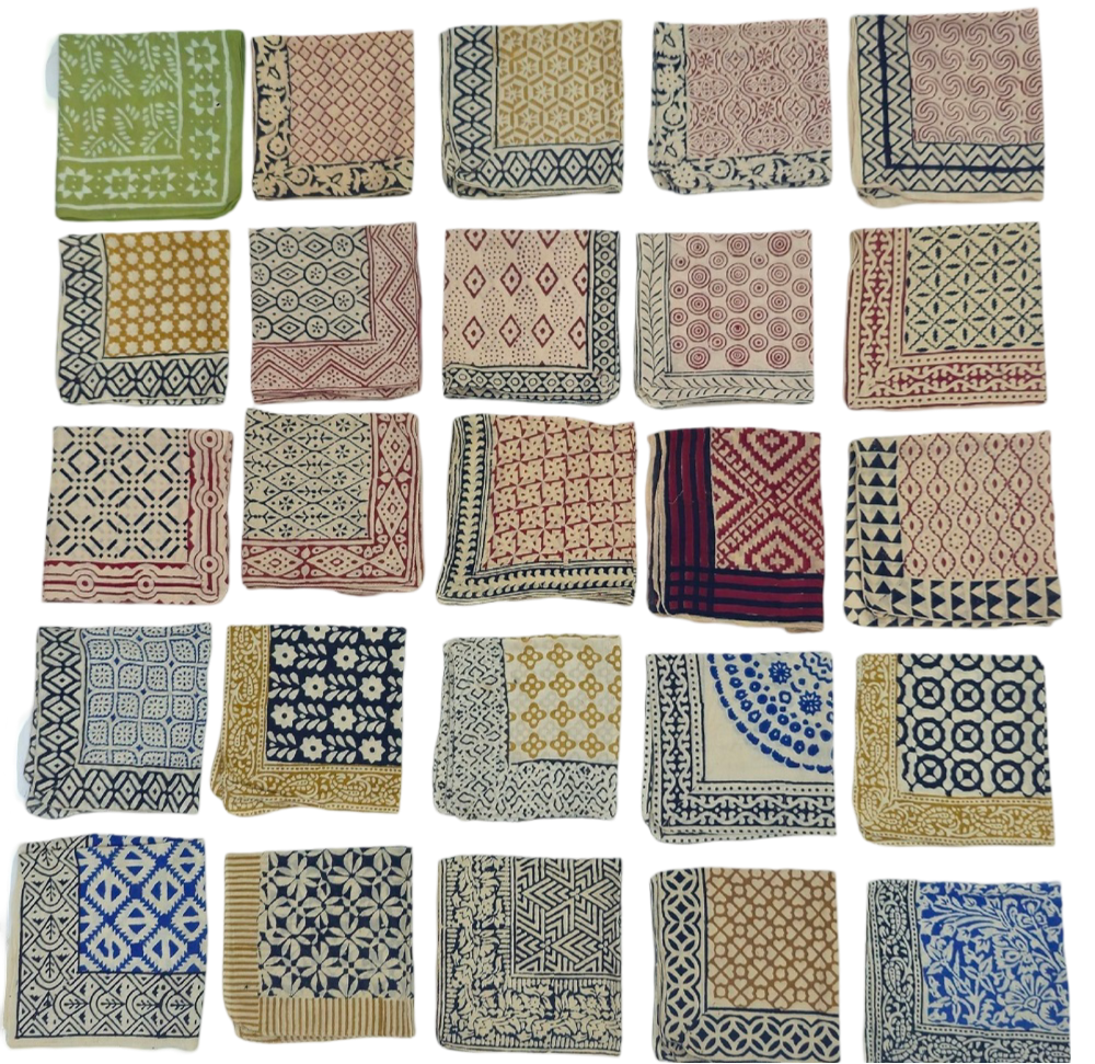 Handmade Block Print Paisley Bandana Scarf - 56 Designs