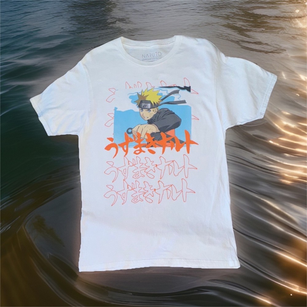 Naruto Shippuden Collection Naruto Uzumaki Graphic Print White T-Shirt Men’s M