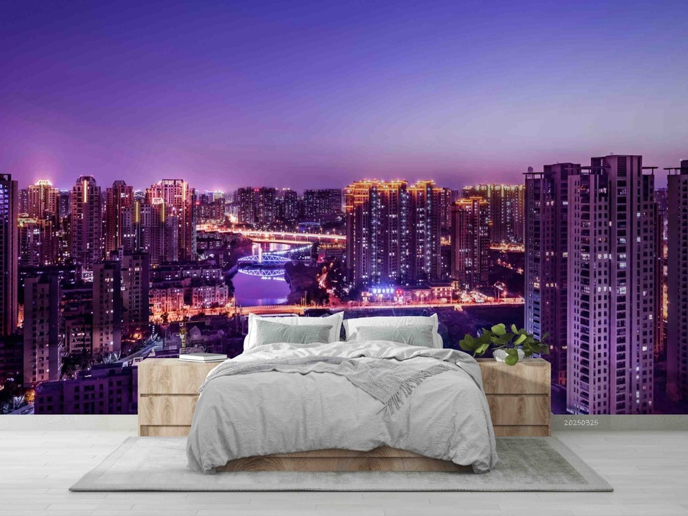 3D City Night View Wall Murals Wallpaper Murals Wall Sticker