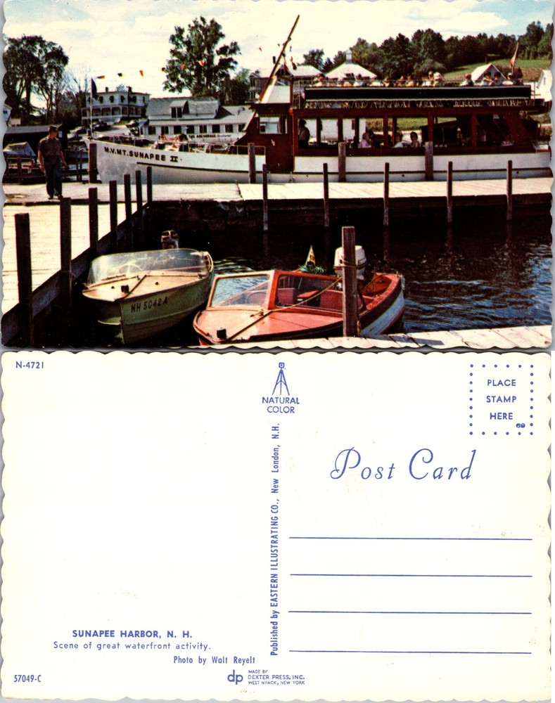 Boats at Sunapee Harbor New Hampshire NH Postcard