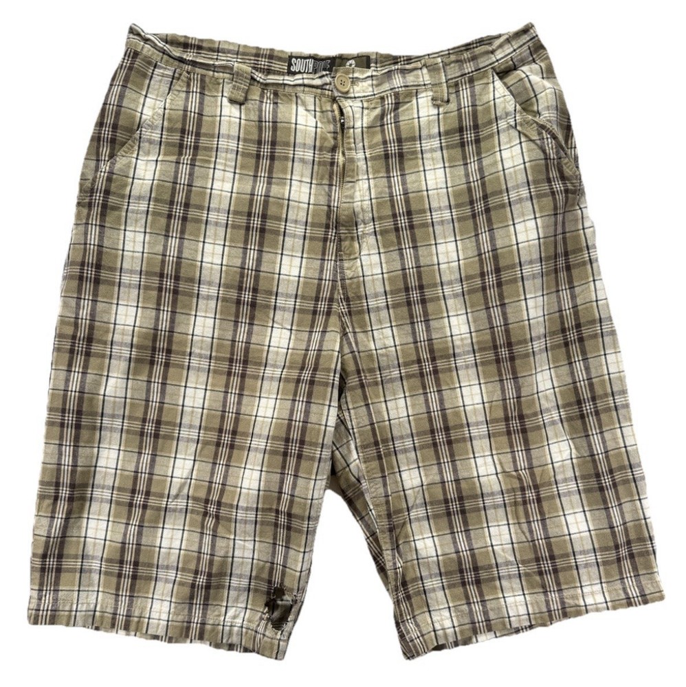 Vintage Southpole Plaid Shorts Men's 38 Brown Y2K Baggy Hip Hop Streetwear