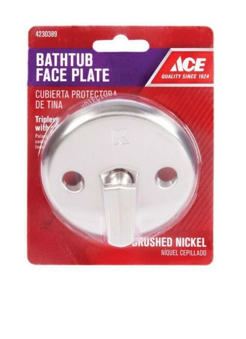 Brushed Nickel ACE Bathtub Overflow Plate with Trip Lever-image
