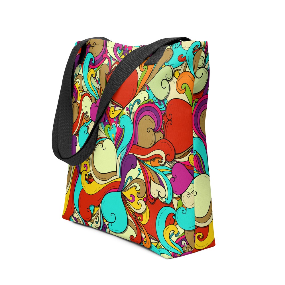 Romantic Love Art Abstract Heart Design All-Over Print Tote Bag-image