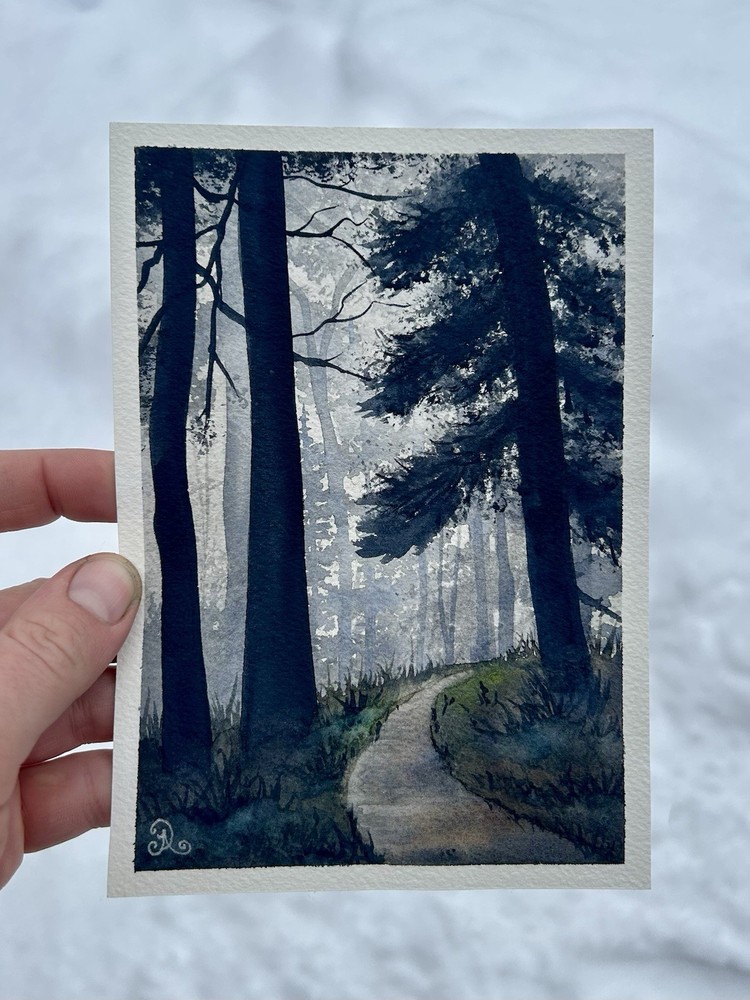 Forest Portal-Original 5x7inch Watercolor Painting By Jenny Aleksi