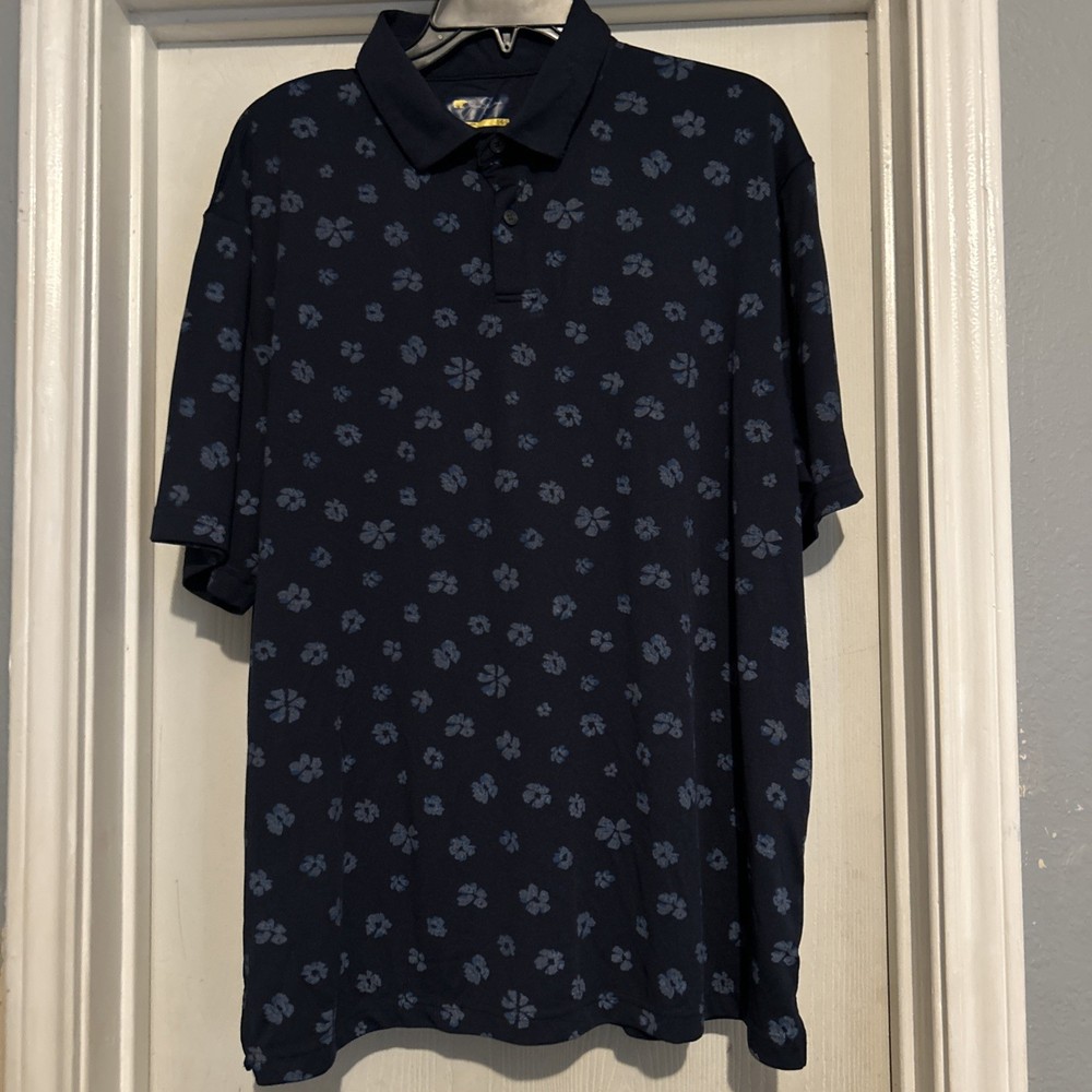 Jack Nicklaus Golden Bear Polo Shirt Men’s Large Blue Floral Golf Shirt