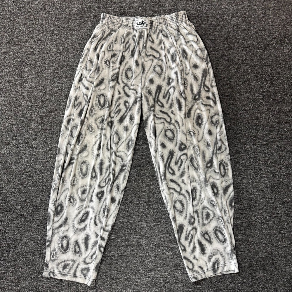 Vintage 90s California Crazee Wear Parachute Zebra Retro Hippie Pants Sz L White