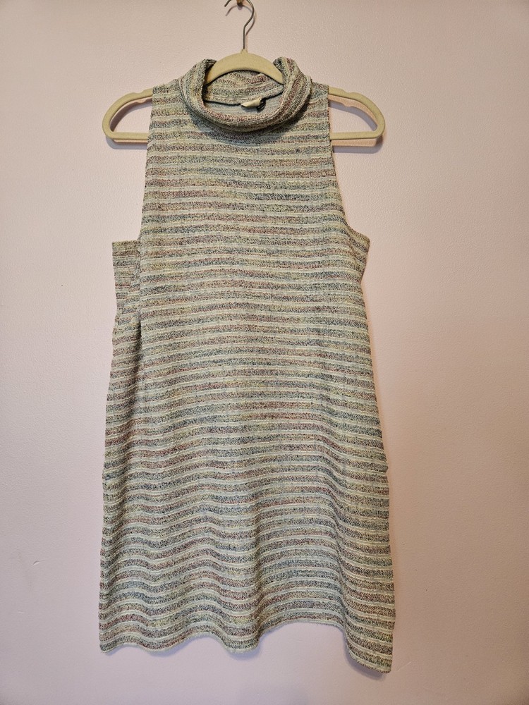 Anthropologie Akemi + Kin Mock Neck Dress Striped Textured Sleeveless Medium M