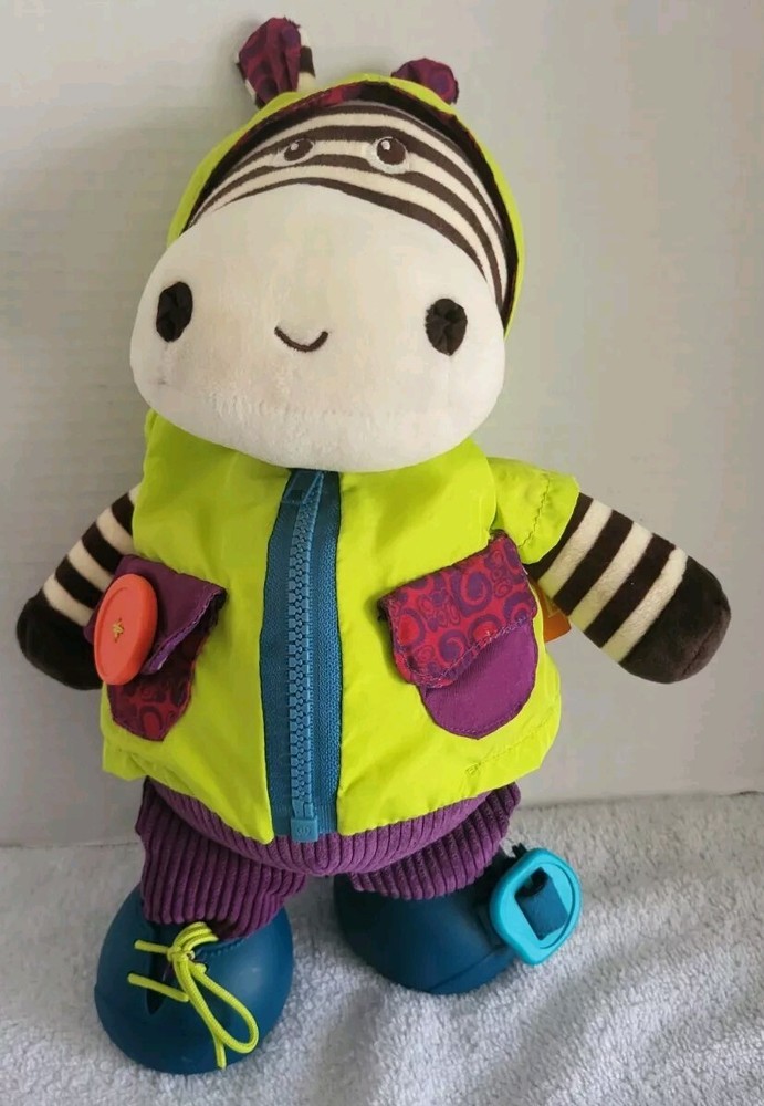 Interactive Plush Zebra Hippo Toy with Dress-Up Features 14 Inch