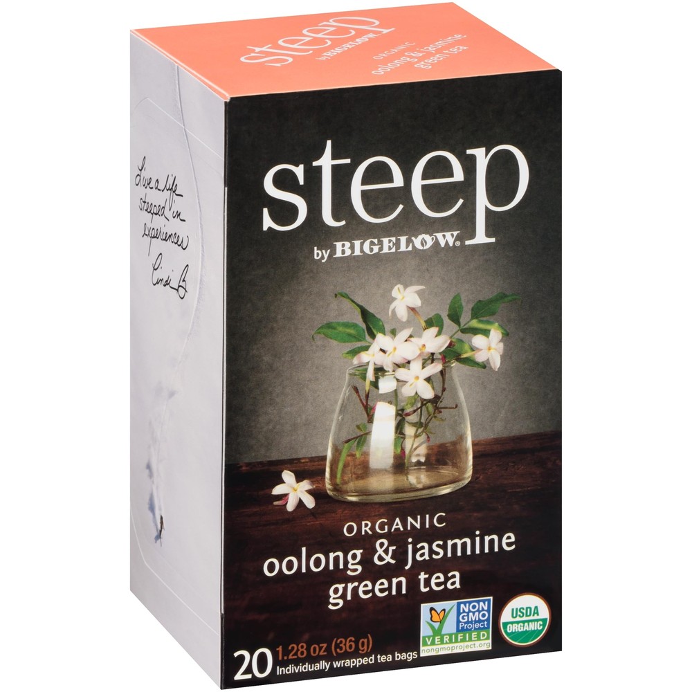 steep by Bigelow Organic Oolong with Jasmine Green Tea, Caffeinated, 20 Count...
