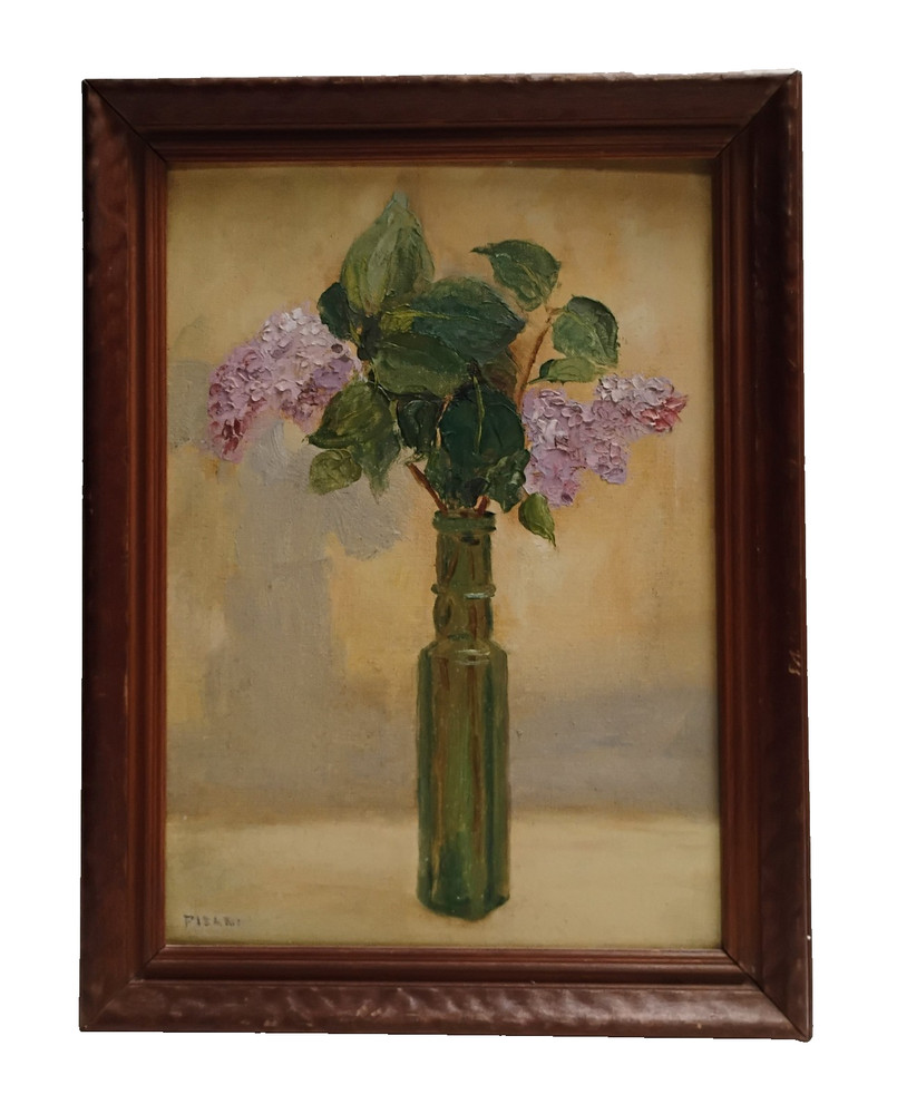 VTG Expressionist Still Life Flowers In Bottle Painting FRAMED 13X17